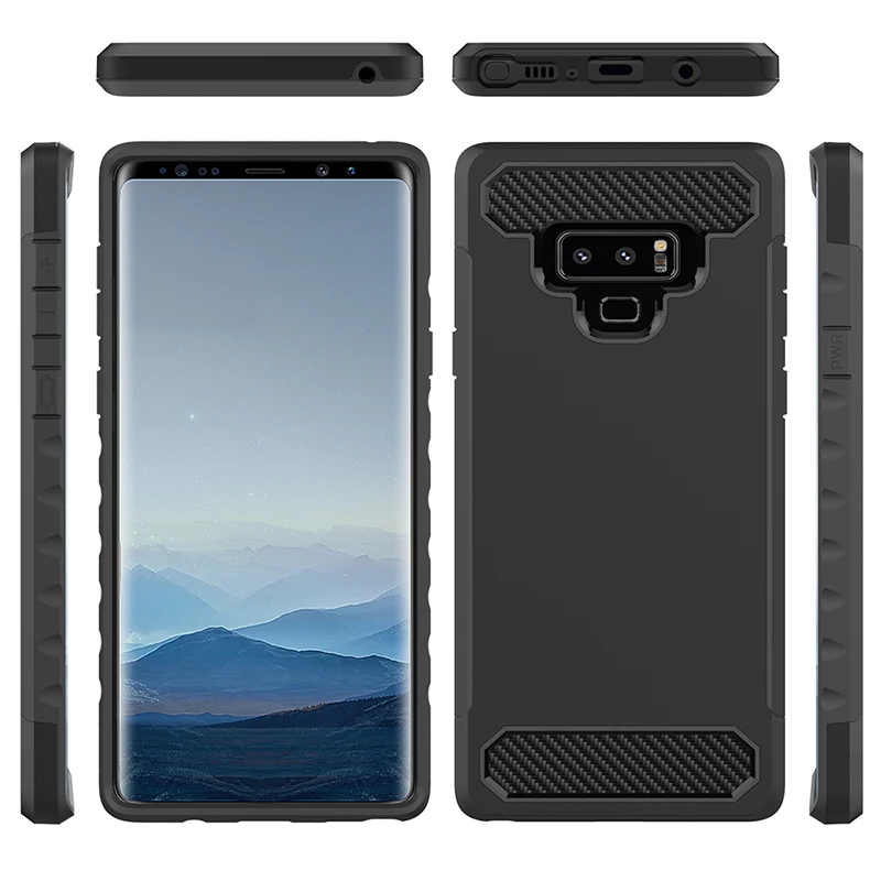 Alxun для Samsung Note 9 Note9 чехол 2 в 1 из углеродного волокна Жесткий ПК + Мягкий ТПУ