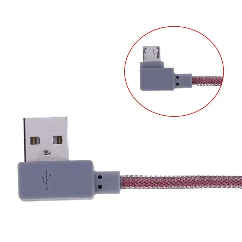 0 3 м двойной локоть Micro USB 90 градусов правый Плетеный зарядный кабель для