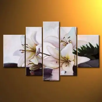 

5pcs Hand Painted Oil Painting Gentle Lilies--Modern Canvas Painting Wall Decor-Floral Oil Painting Wall Art