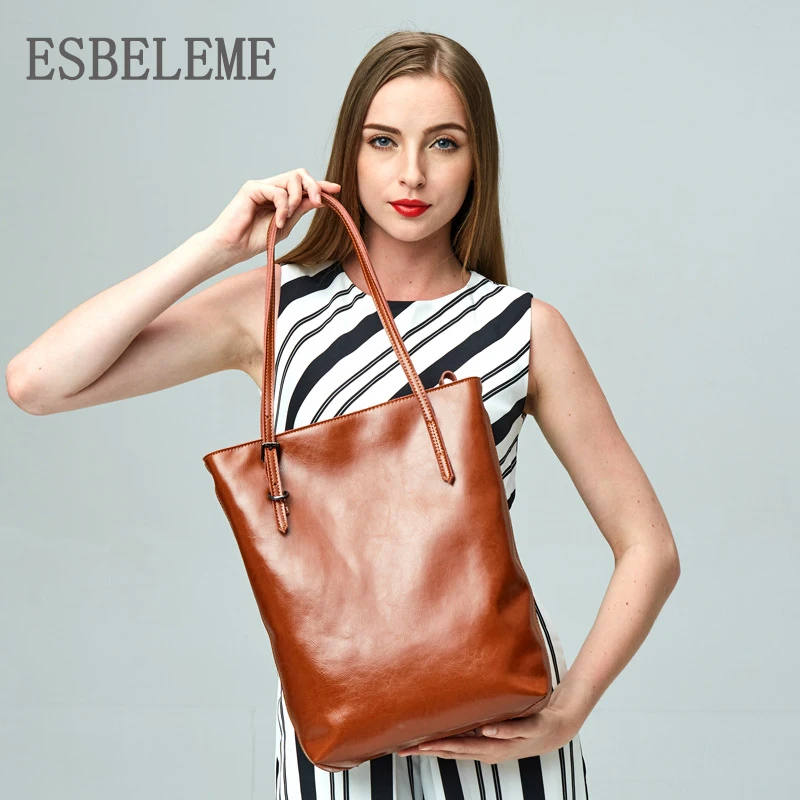 2019 высокое качество сумки на плечо для женщин масло воск спилок кожа