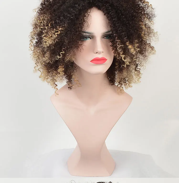 MSI Wigs короткие кудрявые парики для черных женщин Американский Африканский натуральный синтетический афро парик с челкой высокотемпературное волокно