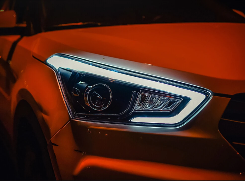 Автомобильный бампер налобный фонарь для hyundai creta IX25 головной светильник автомобильные аксессуары IX 25, год светодиодный DRL головной светильник IX25 противотуманный светильник