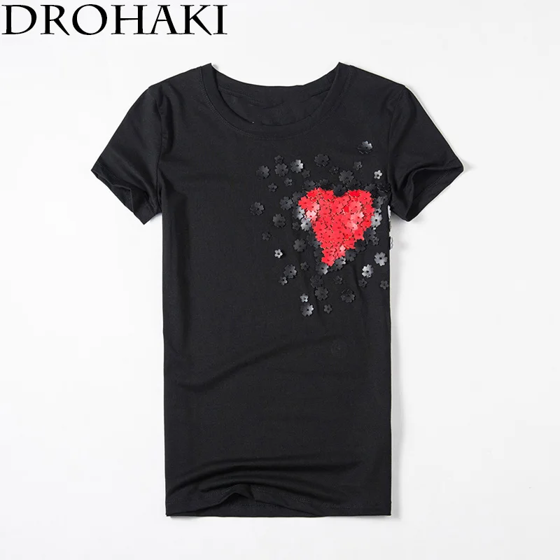 DROHAKI/Новинка 2017 модные женские футболки с круглым вырезом летние тонкие коротким