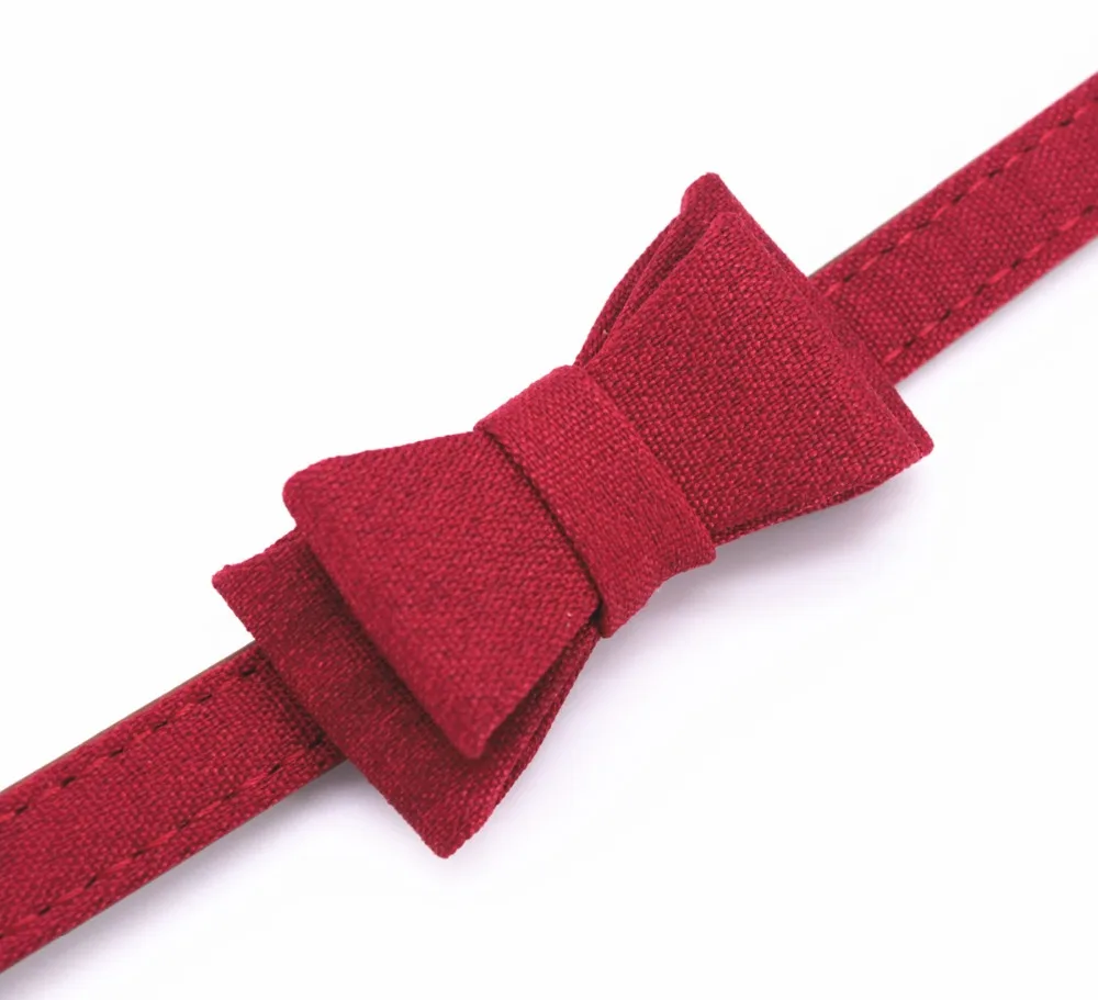 Милый льняной и кожаный ошейник для кошек всех маленьких средних собак 3 вида