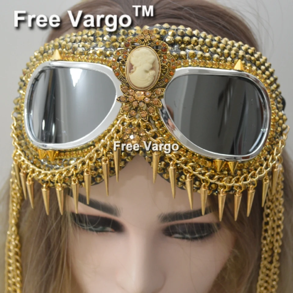 Голографическая Rave Streampunk сжигание Мужская цепь череп голова птицы шип костюм кибер-гот очки Маскарадная маска для Для женщин