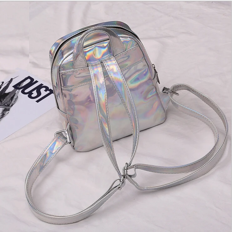 Женский мини яркий лазерный рюкзак корейский школьный дорожный ранец модная