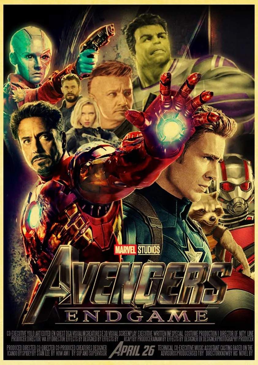 E142 Постер из крафт-бумаги с героями фильма Marvel, Мстителями, супергероями, ретро постером и принтами, наклейка на стену для кафе и комнаты, художественная живопись - Цвет: E142