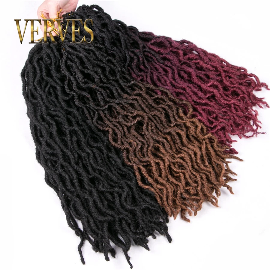 Накладные волосы VERVES Ombre Faux locs CURLY вязаные крючком для наращивания 20 дюймов 24 корня/упаковка косички дредлоки