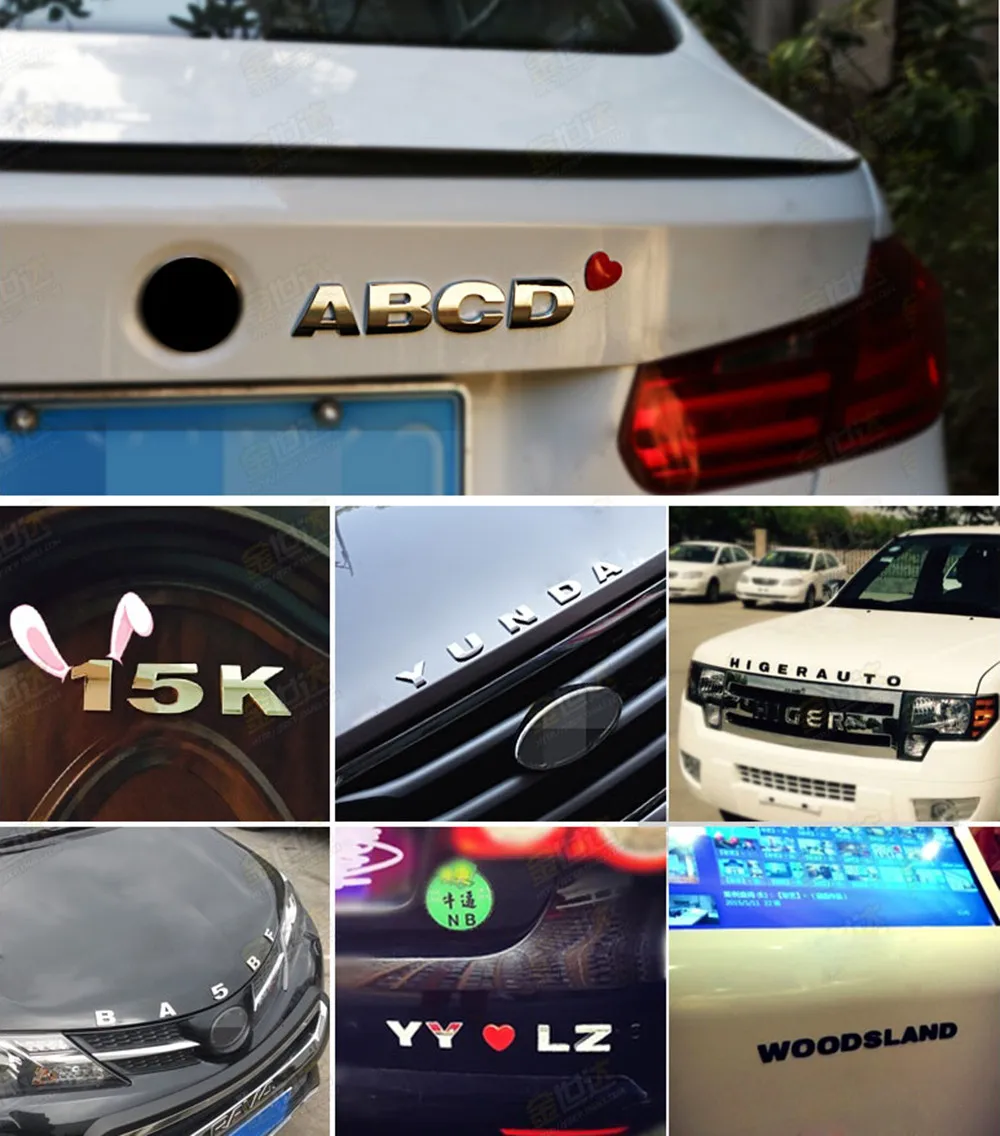 Металлические 3d наклейки с буквами и цифрами для Mercedes Cadillac Lexus LAND ROVER Mazda SUZUKI BMW