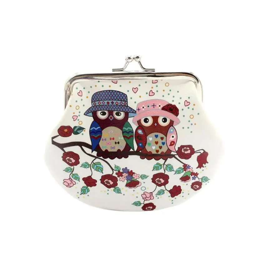 Женский кошелек Xiniu маленький с принтом совы на застежке милый для монет Carteira