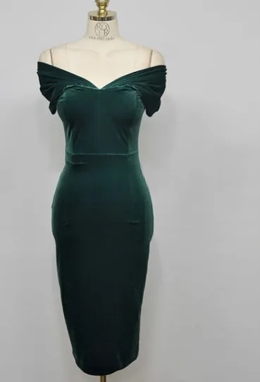 Новинка 2019 г. женское сексуальное офисное платье с открытыми плечами зеленое