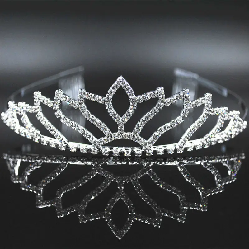 Роскошная Серебристая корона с кристаллами Великолепная свадебная тиара