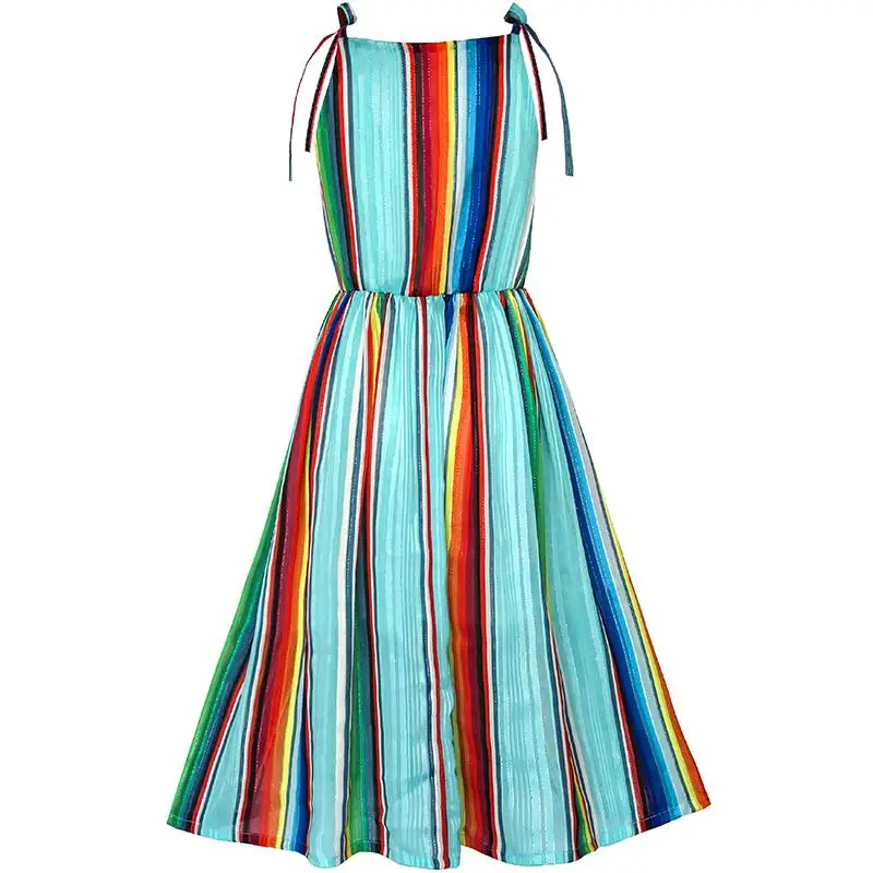 Sunny Fashion платья для девочек платье Шифон Красочный нашивка сверкающий Вечеринка