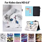 Чехол с мультяшным котом для kobo Clear HD 6,0 дюйма, чехол для электронной книги, умный силиконовый флип-чехол из искусственной кожи, защитный чехол, оболочка, оболочка