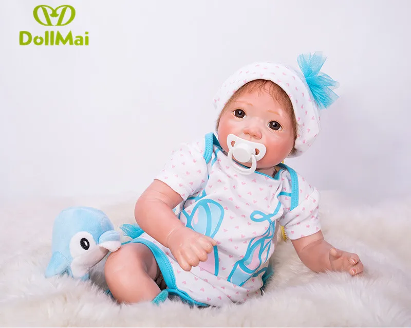 50 см силиконовые куклы Reborn DOLLMAI 20 &quotсиний костюм мальчик мягкое тело высокое