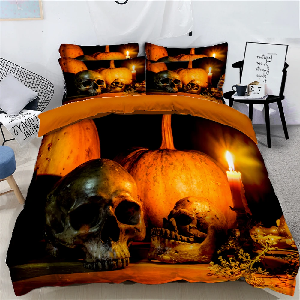 Стеганый чехол на Хэллоуин с 3d принтом тыквы из трех частей Таро фото печать