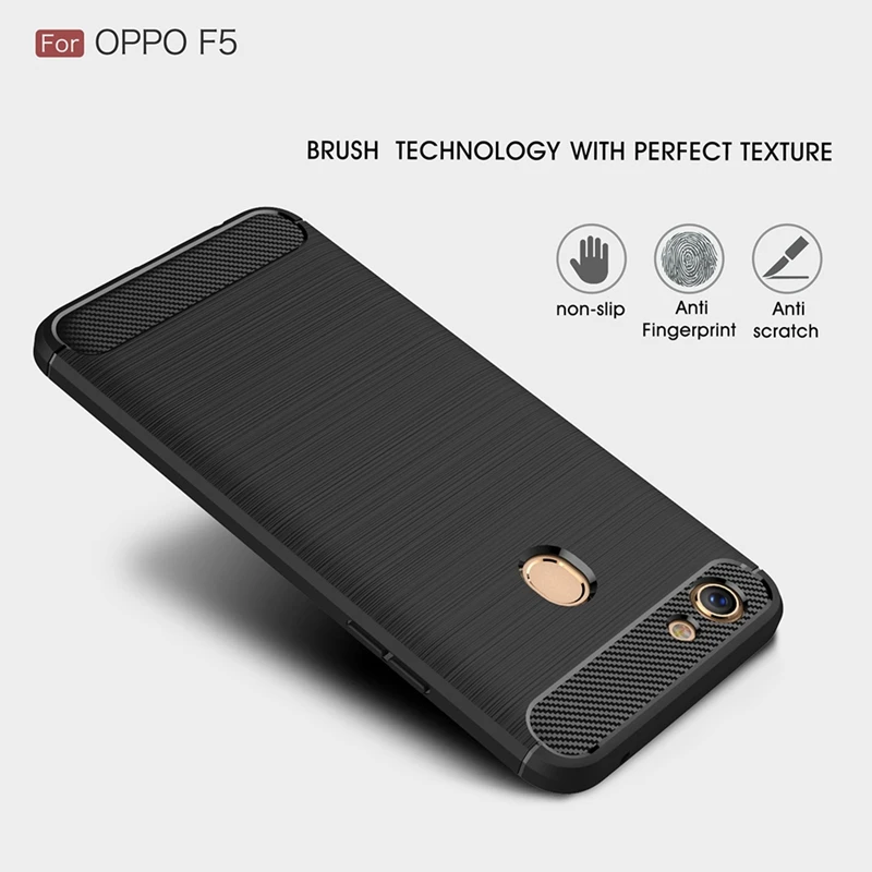 Carbon Fiber Case For OPPO F5 Soft TPU Silicon Luxury business Style Back Phone Cover Coque |