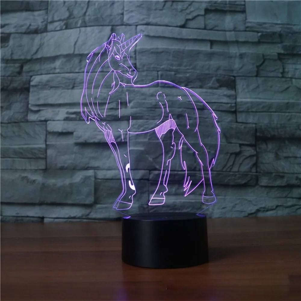 3D животное дракон/собака/лошадь ночник креативный Настольный светильник 7 цветов