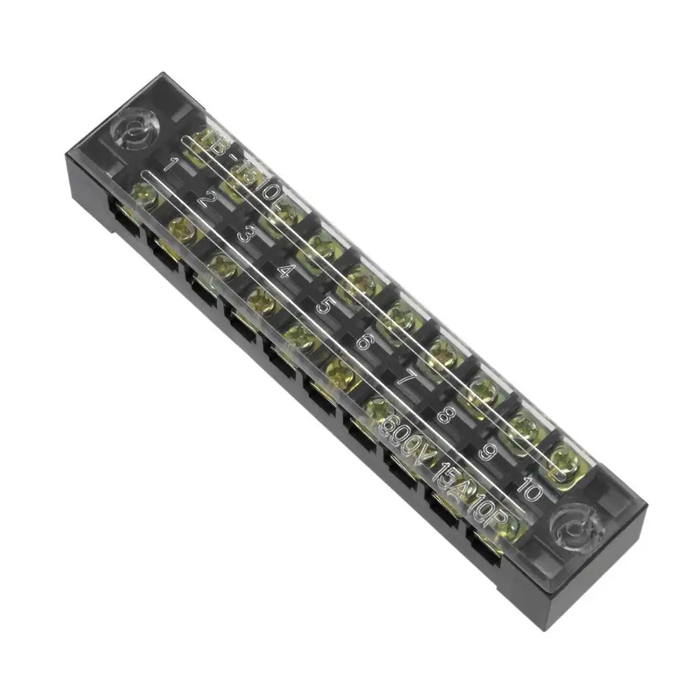 TB-1503L TB-1512L 10 шт. 15A 600 в двухрядный барьер клеммный блок провода разъем TB серии 3 4 5 6 8 10 12 позиций