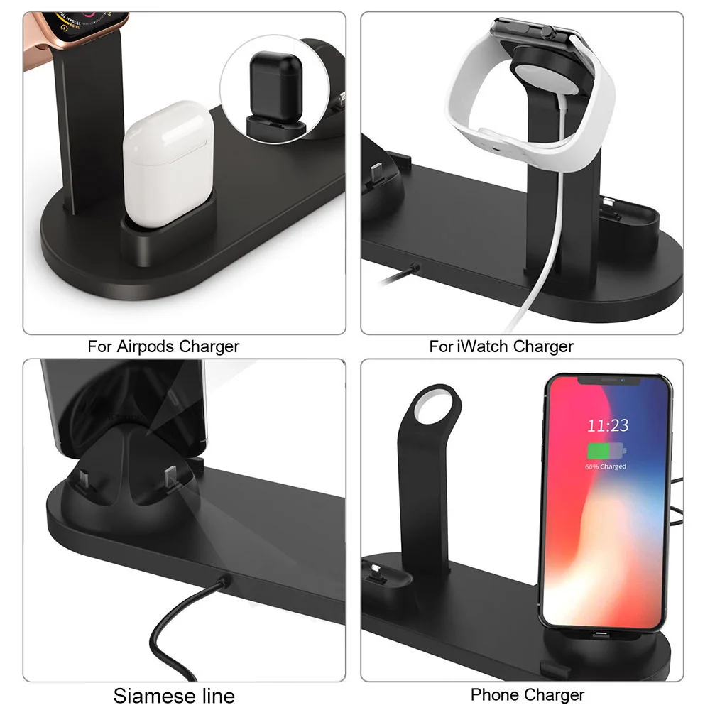 FDGAO 3 в 1 Подставка для зарядки iPhone 11 Pro X XR XS MAX 8 7 6S Plus Зарядное устройство Док-станция для наручных часов Apple Watch 4/3/2/1 AirPods