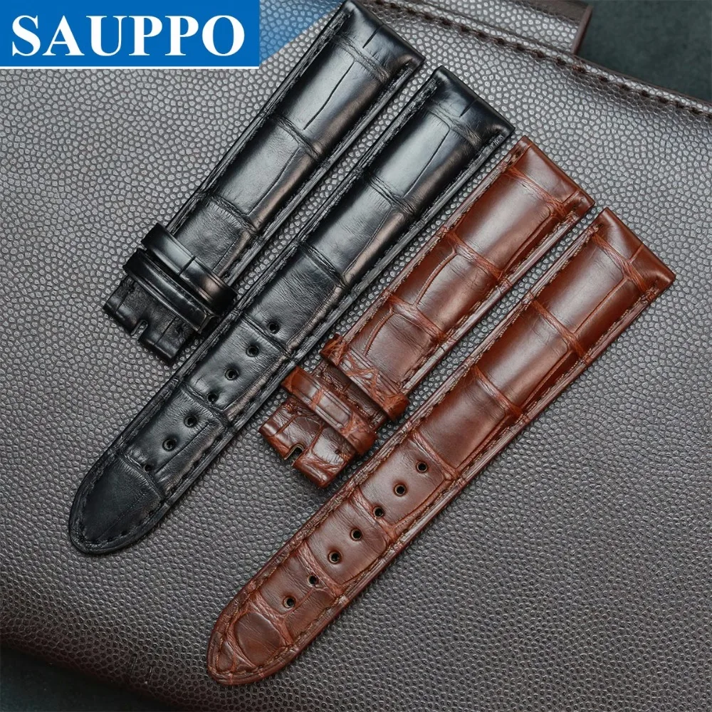 SAUPPO подходит для Монблан звезда крокодиловая кожа аксессуары для наручных часов 19 мм черный коричневый кожа аллигатора кожаный ремешок для часов