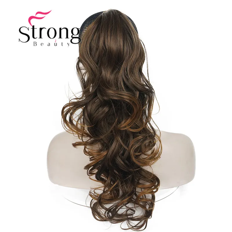 StrongBeauty 2" волнистая Накладка для волос для женщин премиум синтетического волокна 120 г-130 г завязывается заколка для хвоста в наращивание волос