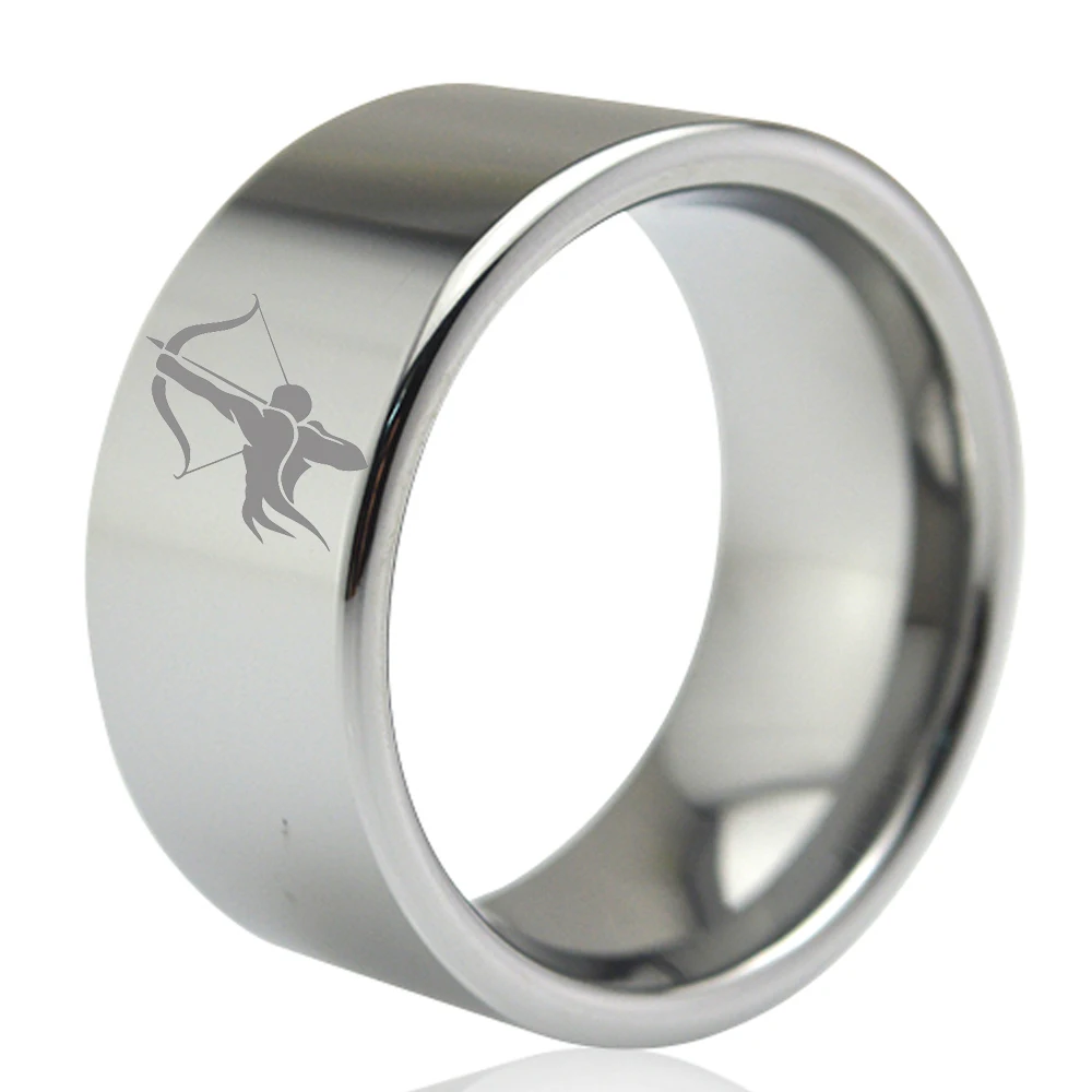 

Dropshipping 11mm Wide Mens Thumb Ring Real Tungsten Carbide Wedding Band Anniversary Jewelry with Zodiac Sagittarius