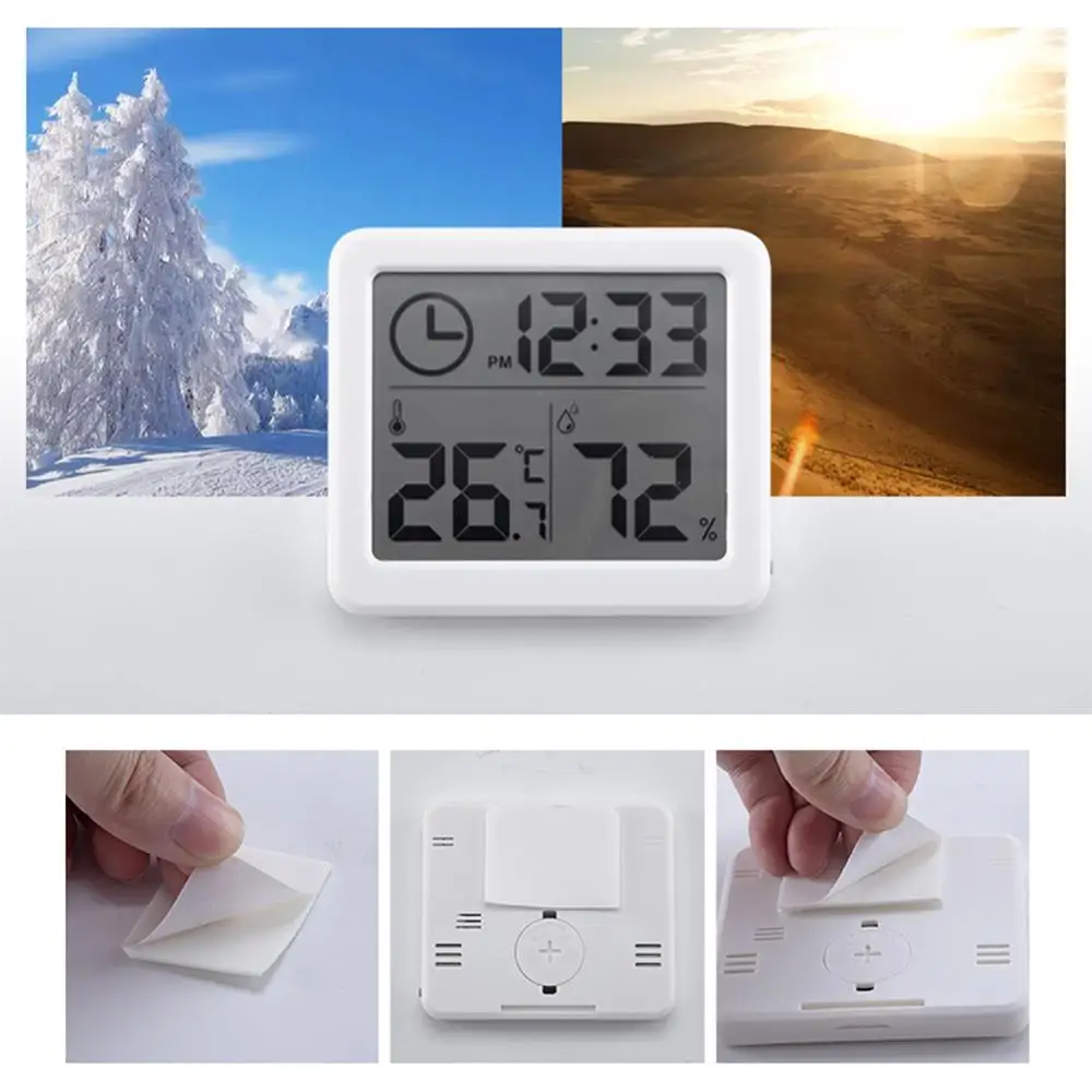 1pc New Automatic Electronic Temperature Humidity Monitor Clock Multifunction Thermometer Hygrometer 3.2inch Large LCD Screen |