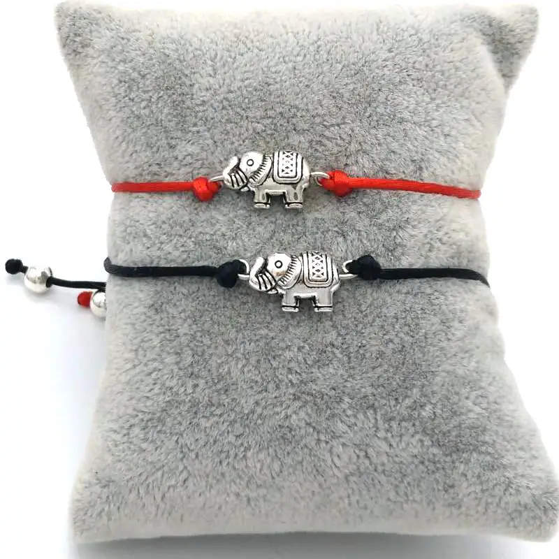 Lucky Red Silver head Слон браслет амулет красная веревочная нить Плетеный мужской