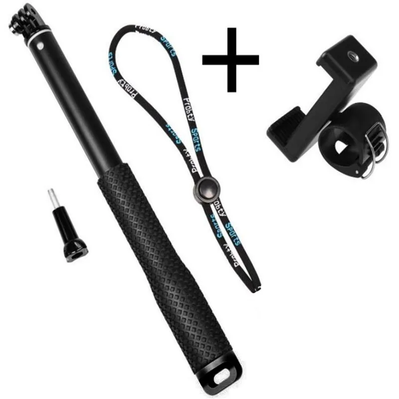 Black Clip Go Pro 7 8 монопод Palo селфи палка Штатив для GoPro Hero 7 6 5 ручной селфи Pau De Selfie для Xiaomi Yi Eken Sjcam Dji Osmo - Цвет: Black Clip