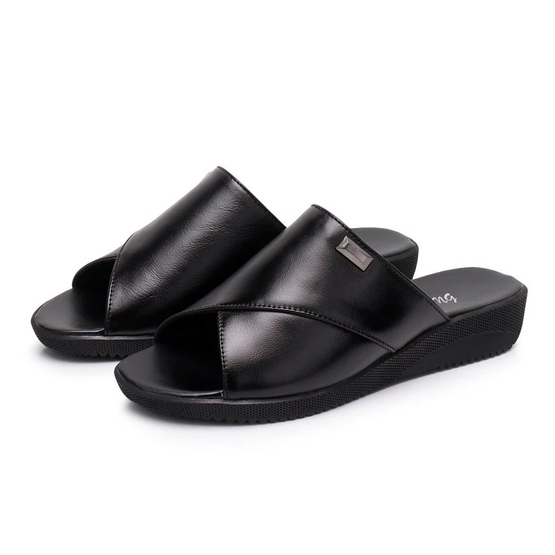 Женские босоножки на плоской подошве Fesneisee кожаные сандалии с открытым носком