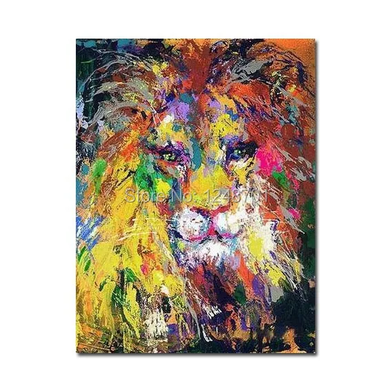 

Colourful Lion oil painting Canvas Wall Art Animal oil painting