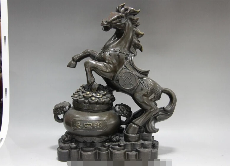 Китай (материк) богатство Fengshui Медь Бронза зодиака лошадь год денег статуи | Дом и