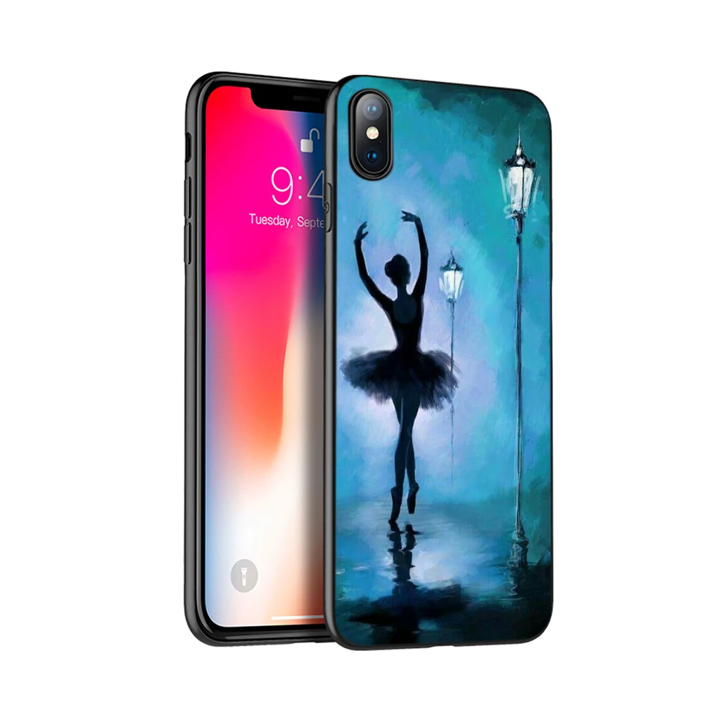 Черный чехол из ТПУ для iphone 5 5s SE 2020 6 6s 7 8 plus x 10 XR XS 11 pro MAX балетная танцевальная
