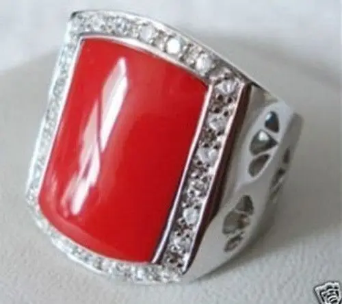 Мужские широкие кольца с натуральным резным красным драгоценным камнем и белым