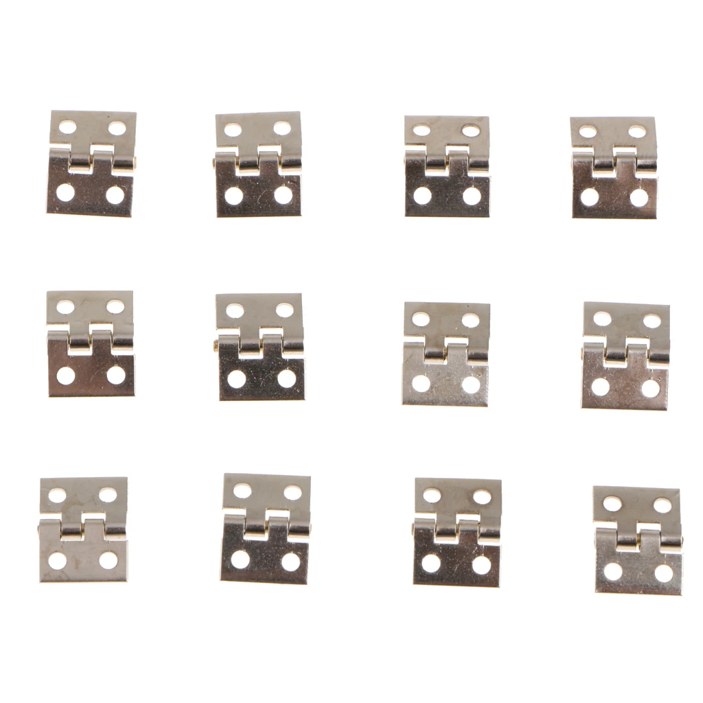 24Pcs Small Mini Metal Hinges Jewellery Box Dollhouse Hinge with Screws 8x10mm Golden and Silver Color | Обустройство дома