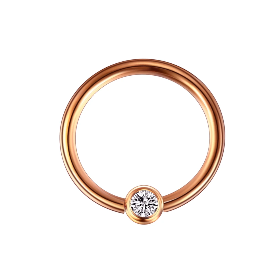 Rose Gold 1 шт кольца в нос из титана Tragus Пирсинг в плену кольца из бисера Daith пирсинг носовой перегородки раковины серьги ювелирные изделия для тела - Окраска металла: Rose Gold