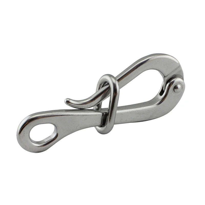 

100mm Pelicans Hook & Eye with Quick Release Link Marine Stainless Steel Quick Release Eye Shackle Locked Rectangle Ring Hooks