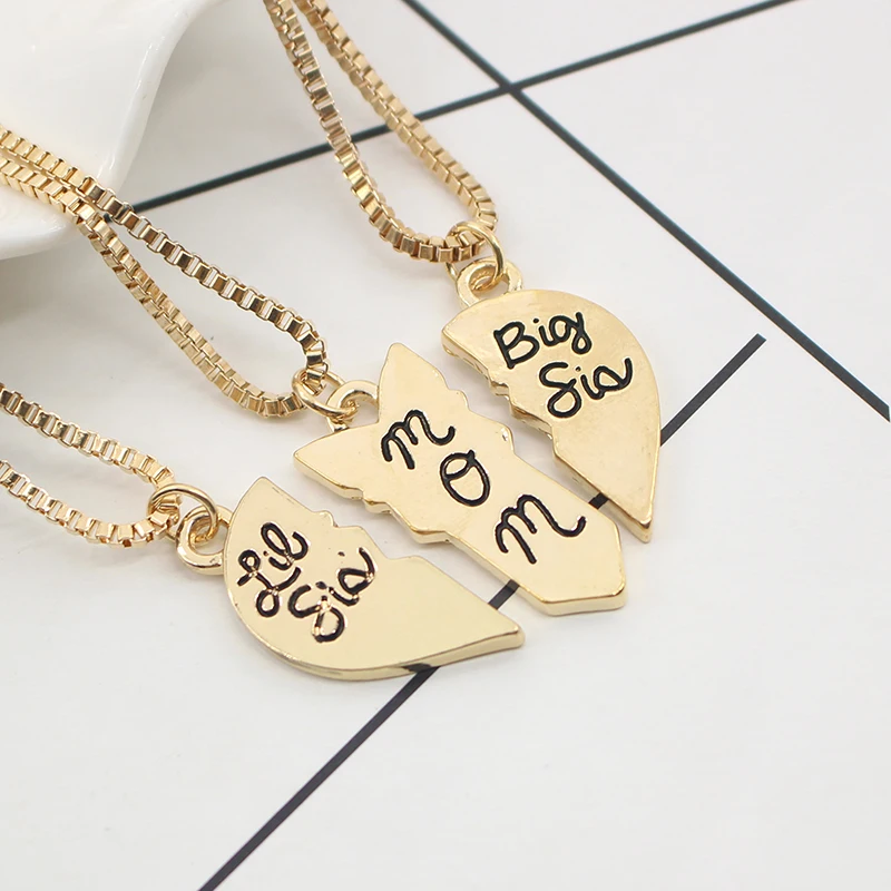 Новинка 2019 модная женская подвеска-пазл Love Heart Big Lil Sis ожерелья 3 шт./компл. большая