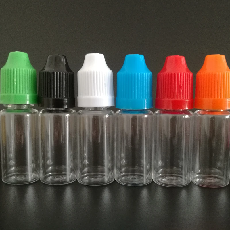 

2500pcs 10ml Empty PET Transparent Plastic Dropper Bottles With Childproof Cap and fine tips Eye drops E-cig liquid juice bottle