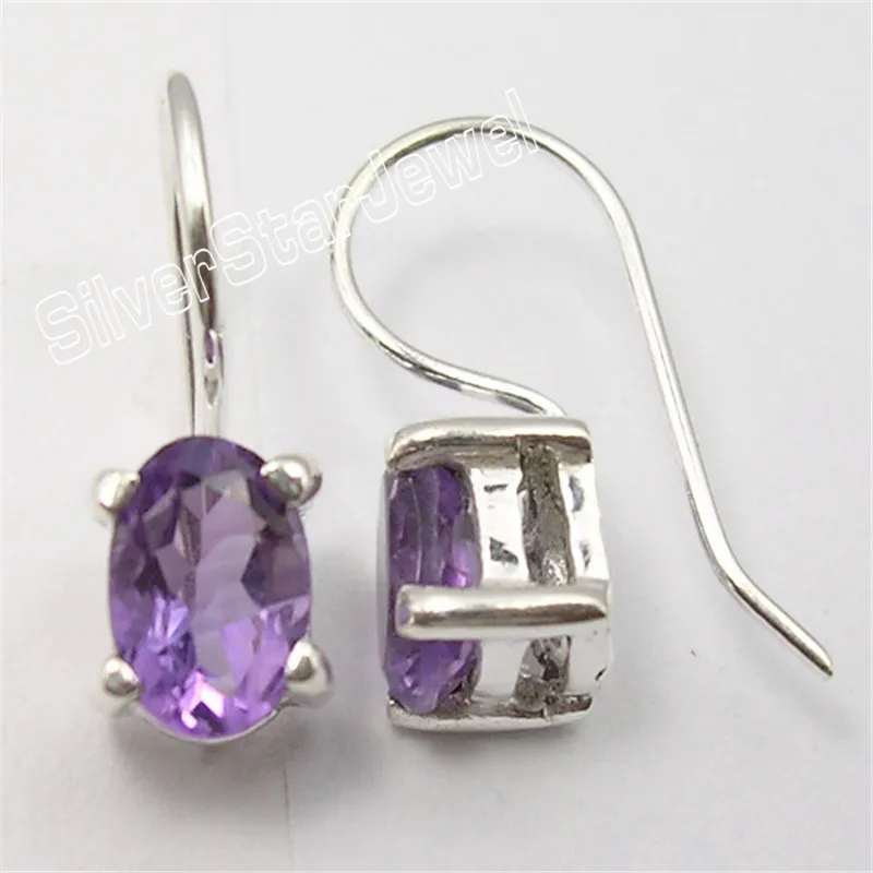 Серебро 925-й пробы аметистов маленькие Висячие Серьги 1,7 см вариации