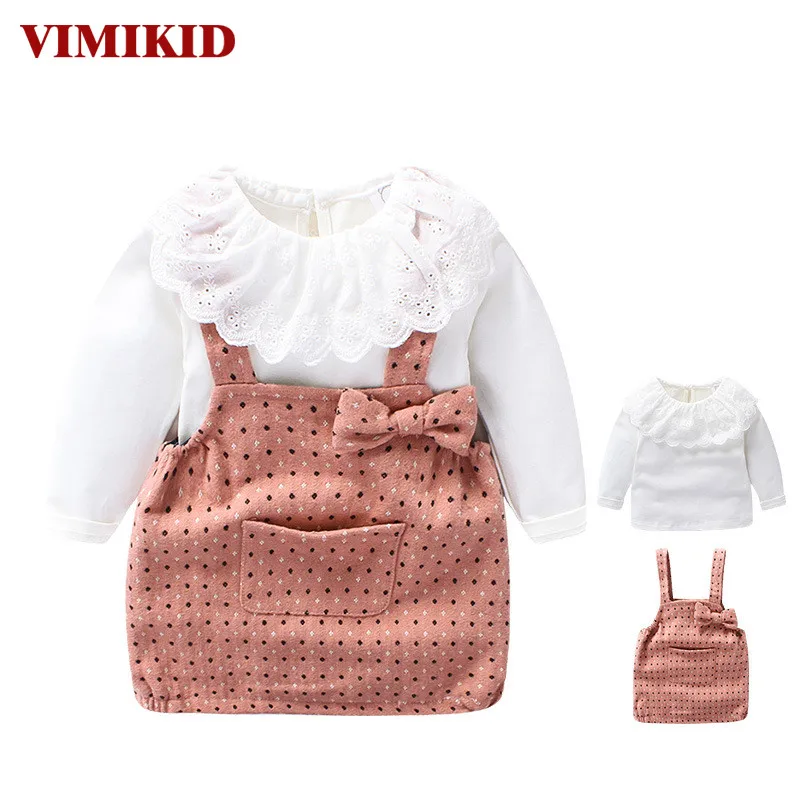 VIMIKID/комплект одежды для малышей осень 2017 г. новый однотонный хлопковый топ с