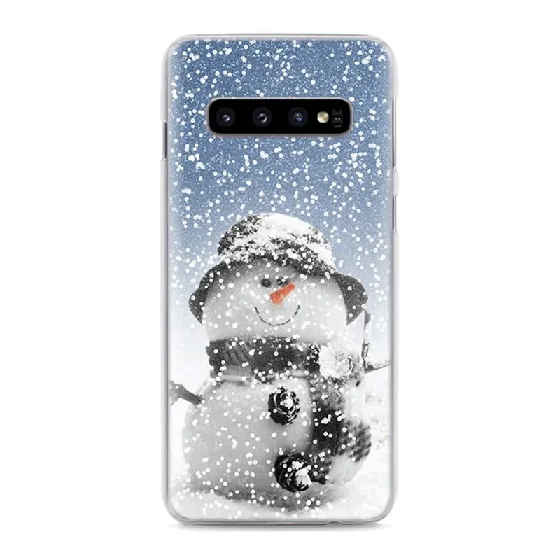 Веселый Рождественский Снеговик телефон чехол s для samsung Galaxy S10e S10 S8 S9 плюс M10 M20 M30 A50 S6 S7 края Жесткий Чехол Крышка