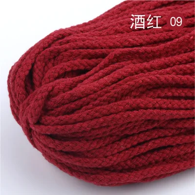 wine red 5 мм хлопчатобумажная веревка для рукоделия, декоративная витая веревка для украшения ручной работы, шнурок для рукоделия, шнурок для фиксации, шнурок 5 ярдов - Цвет: wine red