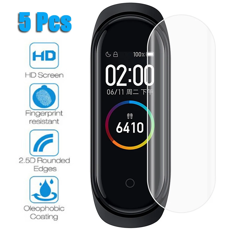 5 шт. защитная пленка на весь экран для Xiaomi Mi Band 4, умный браслет, защитное стекло, пленка на xaomi Mi band4