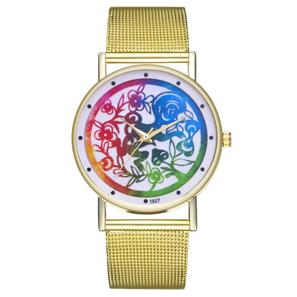 Horloges часы с браслетом винтажные женские круглым сетчатым ремешком кварцевые