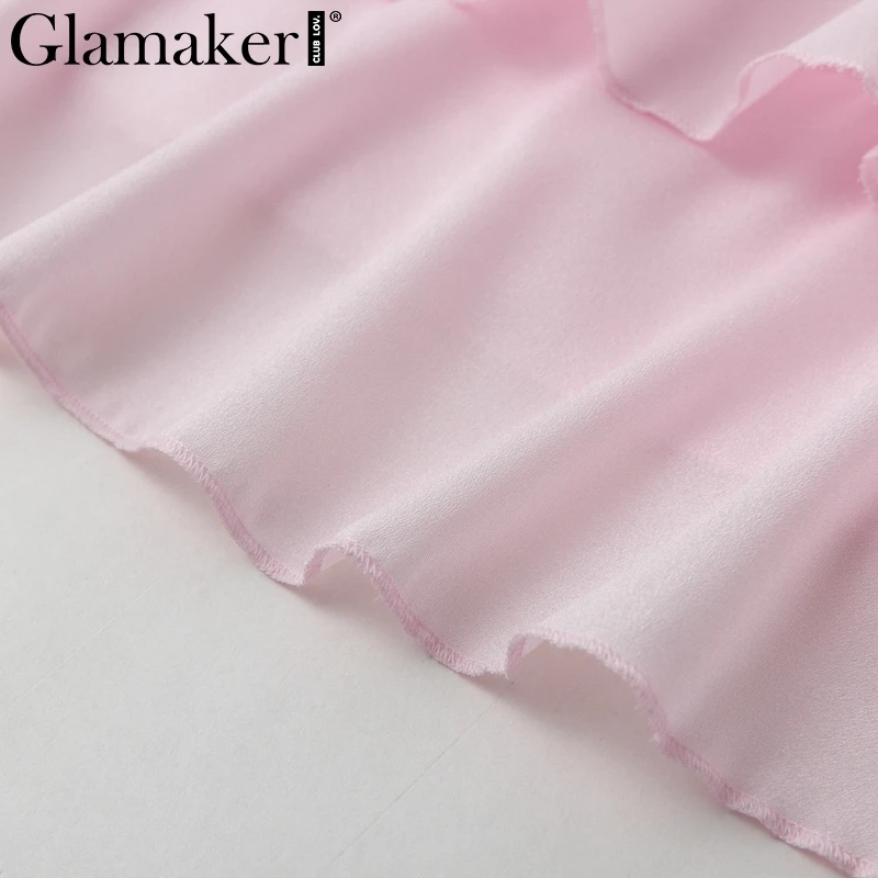 Glamaker, гофрированное шифоновое облегающее синее платье, женское короткое пляжное розовое платье с открытой спиной, элегантный сексуальный женский летний мини-платье для вечеринки