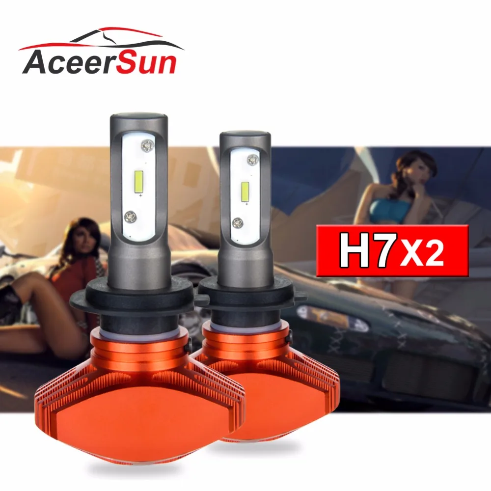 Aceersun H7 Hi lo луч безвентиляторный светодиодный Автомобильный фары для авто 80 Вт