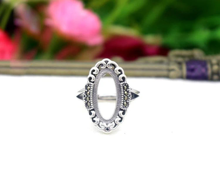 Кольцо серебристого цвета с овальной оправой для кабошона Регулируемые