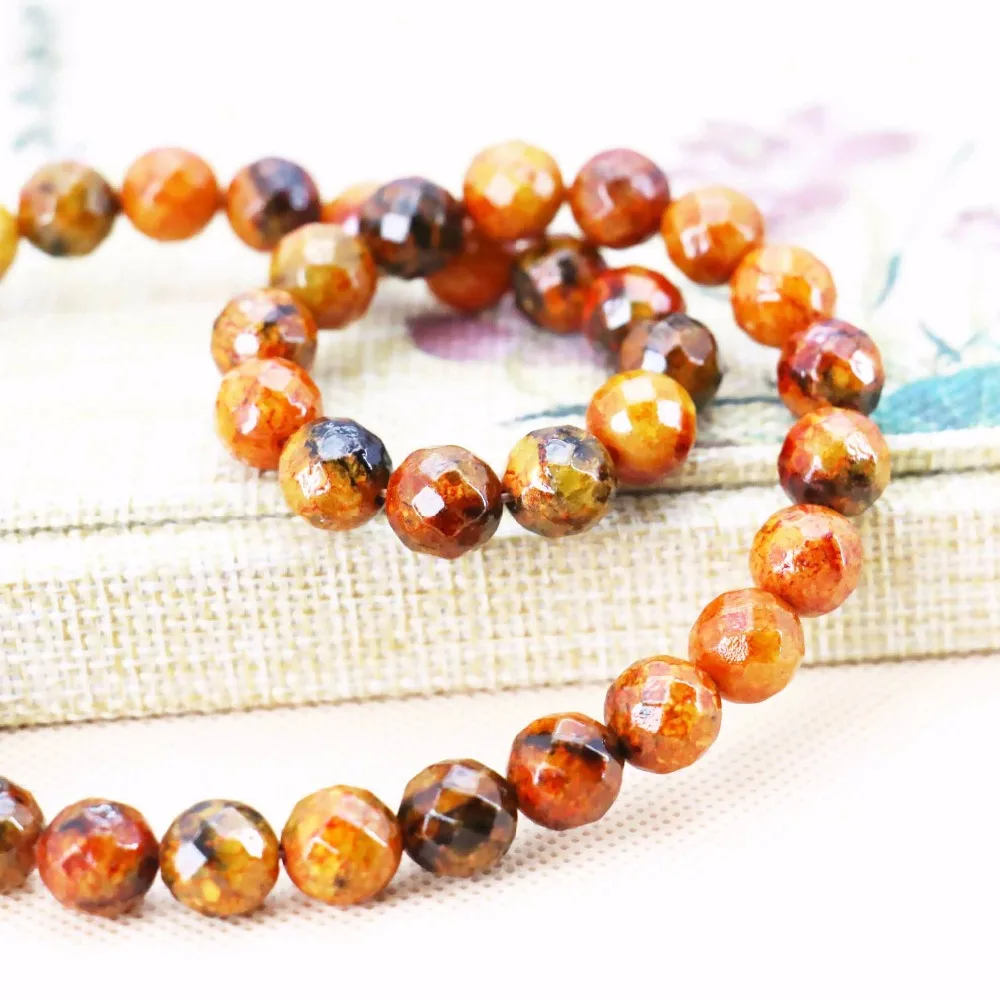 Аксессуар 10 мм оранжевые камни в виде халцедона из индейки Howlite 15 дюймов дизайн